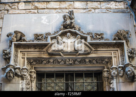 Détails de Palace du Gouvernement de la Catalogne (Palau de la Generalitat de Catalunya) au quartier gothique, Barcelone Banque D'Images