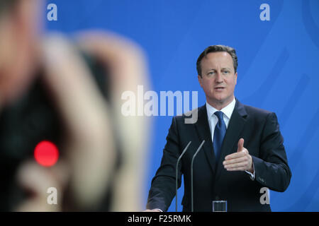 David Cameron - Treffen der dt. Bundeskanzlerin mit dem britischen Premierminister, Bundeskanzleramt, 29. Mai 2015, Berlin . Banque D'Images