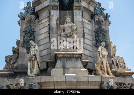 Monument de Christophe Colomb à l'extrémité inférieure de la rue de La Rambla de Barcelone, Espagne Banque D'Images