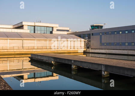 L'aéroport de London City, Royal Docks, Londres, Angleterre, Royaume-Uni Banque D'Images