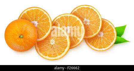 Les tranches d'Orange isolated on white Banque D'Images