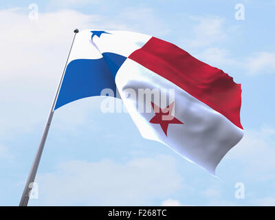 Drapeau Panama sur ciel clair. Banque D'Images