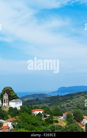 Le village de Promiri sur péninsule de Pelion, Thessalie, Grèce Banque D'Images