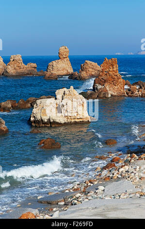 Côte rocheuse de la péninsule de Pelion, Thessalie, Grèce Banque D'Images
