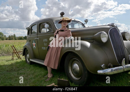 Stoke Bruerne, Northamptonshire, Angleterre. 12 Septembre, 2015. Village en guerre des années 40, re-enactment. Crédit : Scott Carruthers/Alamy Live News Banque D'Images