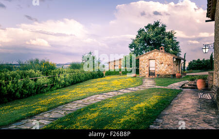 Paysage de la campagne toscane à proximité de la ville de Pienza Banque D'Images