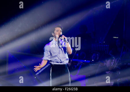 Beijing, Chine. 13 Sep, 2015. Chanteur chinois Li Jian chante à son concert solo à Beijing, capitale de la Chine, fo le 12 septembre, 2015. © Xinhua/Alamy Live News Banque D'Images