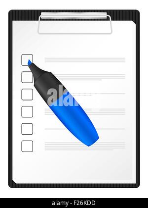 Liste de contrôle du presse-papiers avec le texte en rouge marqueur. Vector illustration. Illustration de Vecteur