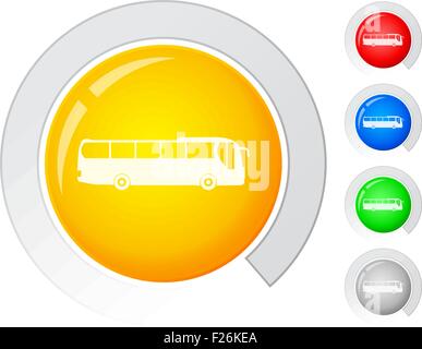 Boutons cercle avec le bus. Vector illustration. Illustration de Vecteur