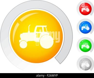 Boutons cercle avec le tracteur. Vector illustration. Illustration de Vecteur