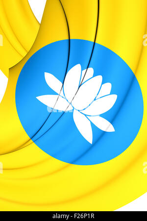 République de Kalmoukie drapeau, la Russie. Close Up. Banque D'Images