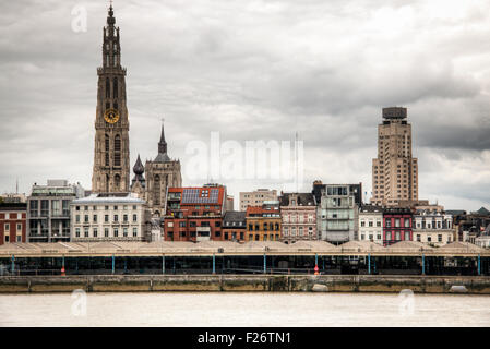 Anvers skyline avec l'escaut Banque D'Images