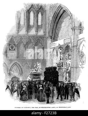 Funérailles du poète écossais Thomas Campbell 27 Juillet 1777 - 15 juin 1844 ; lIllustrated London News Juillet 1844 ; noir et blanc Banque D'Images