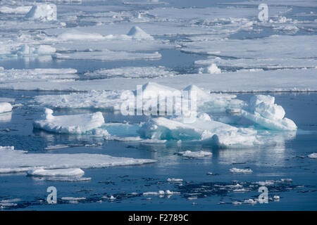 La Norvège, mer de Barents, Svalbard, Nordaustlandet. Nordaust-Svalbard l'écoulement de la glace le long de la réserve naturelle. Banque D'Images