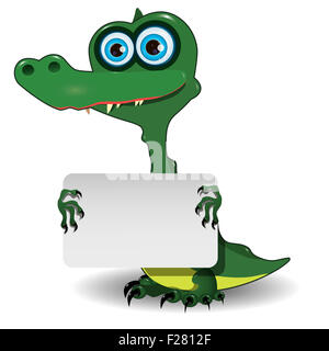 Illustration de mignon crocodile vert avec fond blanc Banque D'Images