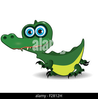 Illustration du crocodile vert mignon aux yeux bleus Banque D'Images