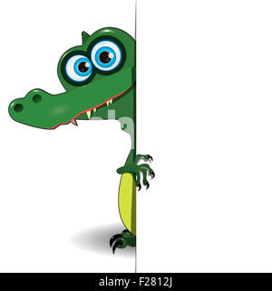 Illustration de mignon crocodile vert avec fond blanc Banque D'Images