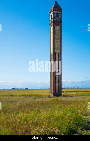 Historique préservé un phare en briques à Rampside Furness Cumbria. Banque D'Images