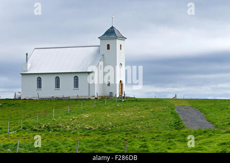 Église de Flatey Flatey, île, l'Islande, l'Europe. Banque D'Images