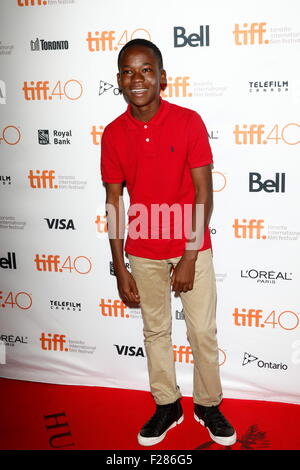 Abraham acteur Attah assiste à la première de bêtes de pas de la nation, au cours du 40e Festival International du Film de Toronto, TIFF, à Ryerson Theatre de Toronto, Canada, le 13 septembre 2015. Photo : Hubert Boesl/dpa Banque D'Images