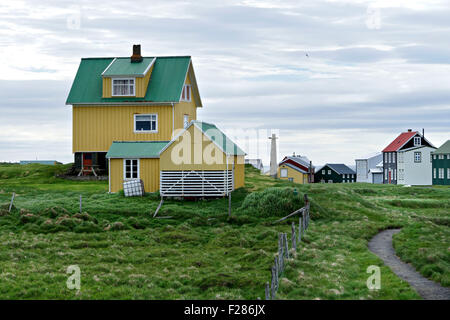 Architecture et Bâtiments sur l'île de Flatey Flatey,, l'Islande, l'Europe. Banque D'Images