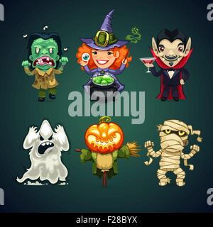 Vector Cartoon Halloween jeu de caractères Illustration de Vecteur