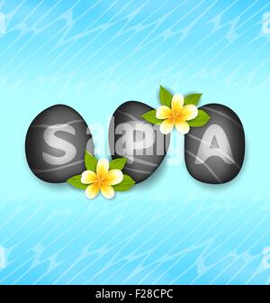 Spa lettrage fait ââof des pierres et des fleurs de frangipanier Illustration de Vecteur