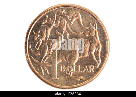 Gros plan d'une pièce d'un dollar australien utilisé. Banque D'Images