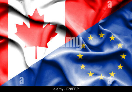 Waving Flag d'Union européenne et le Canada Banque D'Images