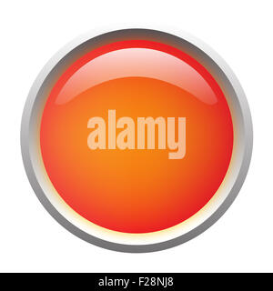 Isolés, vecteur Orange bouton web brillant. Beau bouton internet.vide sur fond blanc. Banque D'Images