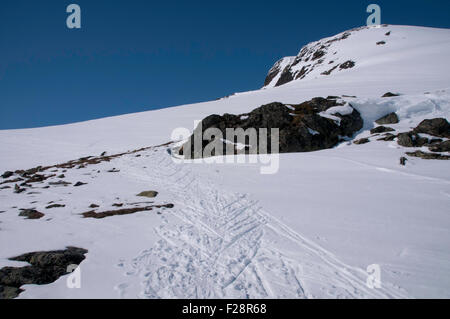 Haut Suletind la montagne à 1780m d'altitude dans le sud de la zone de haute montagne Jotunheimen en Norvège Banque D'Images