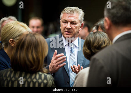 Bruxelles, Bxl, Belgique. 14Th Sep 2015. Ranko OSTOJI ?, Ministre de l'intérieur de la Croatie avant l'extraordinaire Conseil Justice et Affaires intérieures Le Conseil européen crise de l'immigration à l'administration centrale à Bruxelles, Belgique le 14.09.2015 par Wiktor Dabkowski © Wiktor Dabkowski/ZUMA/Alamy Fil Live News Banque D'Images