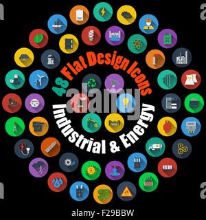 Ensemble de l'écologie industrielle détaillée et bon icônes de style design plat. Approprié pour tous les types de Design (page Web, interface, la publicité, et d'autres mensonges). Vector Illustration. Illustration de Vecteur