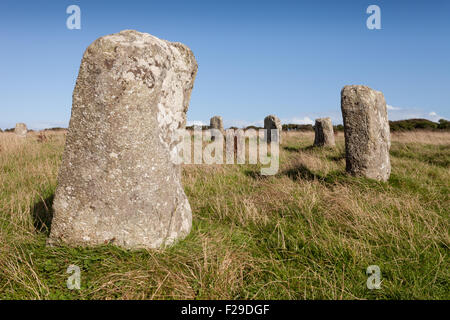 Merry Maidens stone circle, St Buryan Cornwall, UK Banque D'Images