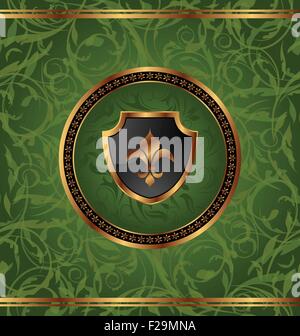 Cadre doré Royal avec médaillon et fleur de lis pour pa design Illustration de Vecteur