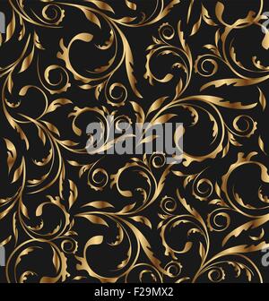 Floral background transparent d'or, motif de replic continue Illustration de Vecteur