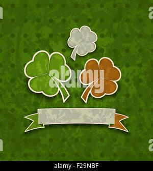 Maison de vacances dans l'arrière-plan avec les trèfles couleur drapeau irlandais de Saint-Jean Patr Illustration de Vecteur