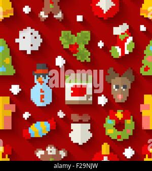 Modèle transparent avec des objets colorés de Noël Illustration de Vecteur