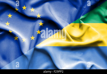 Waving Flag du Gabon et Banque D'Images