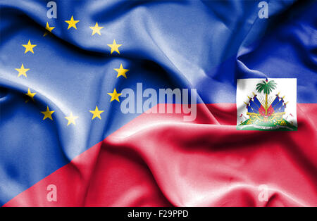 Waving Flag d'Haïti et Banque D'Images