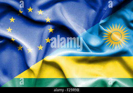 Waving Flag du Rwanda et Banque D'Images