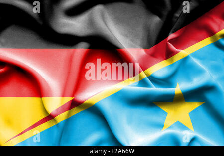 Waving Flag République démocratique du Congo et Banque D'Images