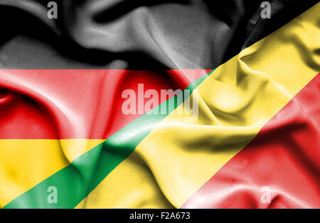 Waving Flag du Congo et République Banque D'Images