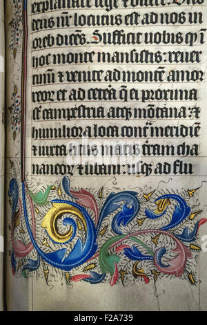 L'Abbaye de Malmesbury, Wiltshire, Royaume-Uni. Décoration d'un illuminé en quatre volumes Bible latine faite en 1407. Banque D'Images