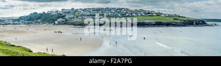 Vue panoramique de Polzeath/ Hayle Bay, North Cornwall, UK. Prise le 7 septembre 2015 Banque D'Images