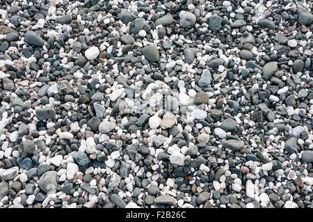 Cailloux de différentes tailles sur une plage. Banque D'Images