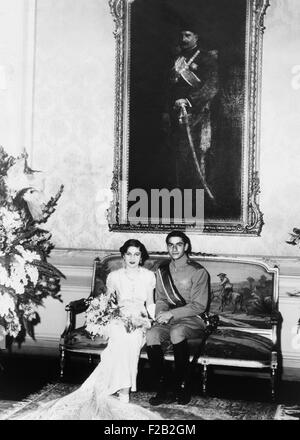 Le Prince Mohammed Reza d'Iran et son épouse, la Princesse Fawzia égyptien. Elle est la sœur du roi Farouk d'Égypte et la première de l'avenir du Shah d'Iran trois épouses. Le 30 mars 1939. CSU (2015  8 516) Banque D'Images