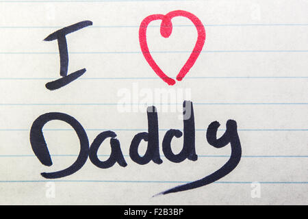 J'aime papa écrit sur feuille de papier Banque D'Images