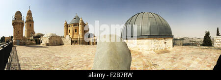 Jérusalem, Israël, Terre Sainte : vue panoramique sur l'Abbaye de la Dormition et la Dernière Cène, l'église et de la religion, le lieu de culte, de pèlerinage Banque D'Images