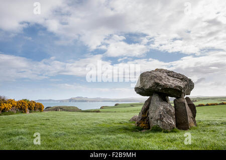 Carreg Samson, une chambre funéraire néolithique situé près de Abercastle sur la côte de Pembrokeshire, Pays de Galles de l'Ouest. Banque D'Images